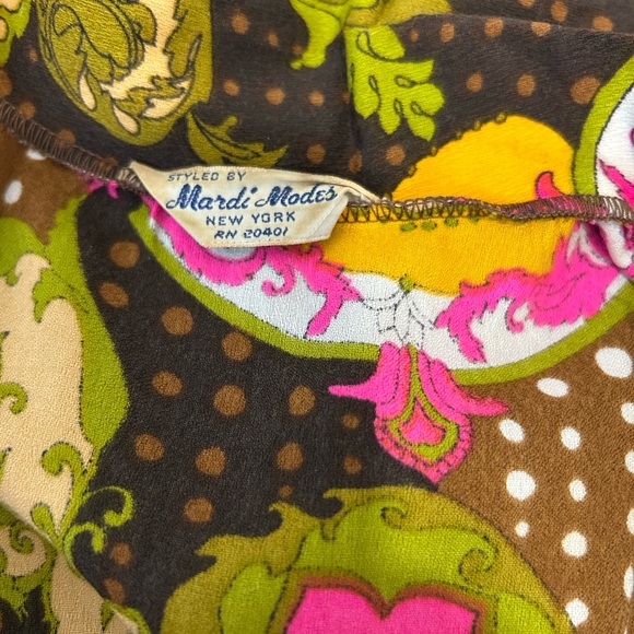 VINTAGE IGLWU MARDI MODES NEW YORK BOHEMIAN MOD PSYCHEDELIC ART TOP ..VERY RARE! - Picture 12 of 14